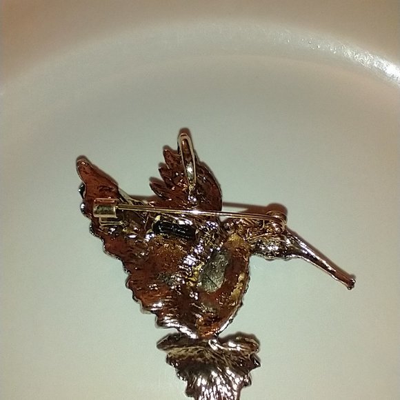 Colorful Rhinestone Hummingbird Brooch - Picture 3 of 4